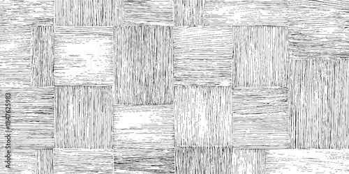 Black and white textured pattern of rectangular blocks with hand drawn lines abstract background