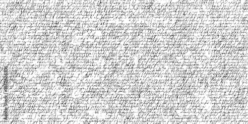 Black ink scribbled handwritten text pattern on white background abstract
