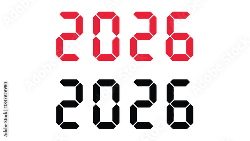 Digital display showing 2026 in red and black