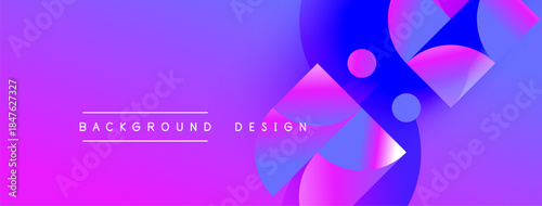 Abstract vibrant background. Gradient purple, blue hues create dynamic shapes, modern design elements. Minimalist text overlay present.