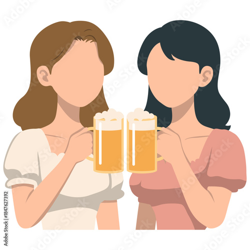 Women Hold Bottles of Beer Cheers.