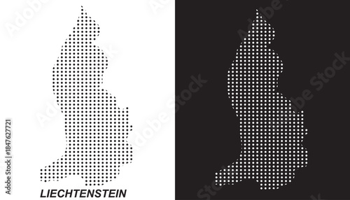 Liechtenstein Map Vector, European Country Dotted Pattern Black and White Shapes, Liechtenstein Infographic Template, Editable EPS Liechtenstein Geography