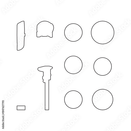 Key Profiles and Circular Shapes Outline Vector Set