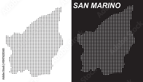 San Marino Map Vector, Southern Europe Microstate Dotted Pattern Black and White Shapes, San Marino Infographic Template, Editable EPS San Marino Geography