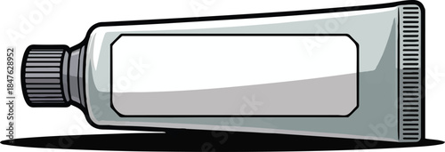 Tube of cream mockup, white blank label, silver cap, realistic product packaging, isolated on transparent background, cosmetic or medical