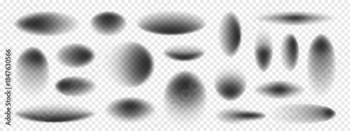 Set of different realistic shadow effect vector illustration on transparent background