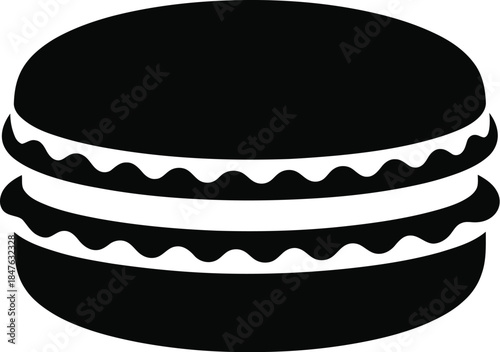 Macaron dessert vector illustration black and white pastry sweet bakery confection icon