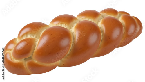 Photos Isolated braided bread loaf freshly baked for breakfast or dessert, sweet golden