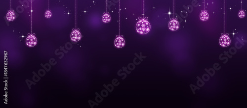 purple christmas illumination lights banner