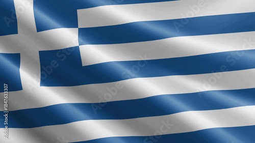 Greece Waving Flag Animation with Realistic Silk Texture Loop