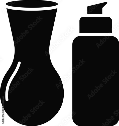 Stock vector graphic of skincare products bottle and vase isolated on white background