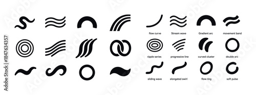 Abstract curved line icons set