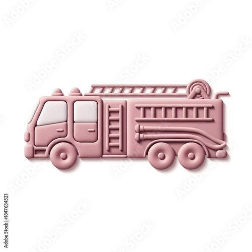 Cute Stylized Pink Fire Engine Illustration for Children's Themes and Digital Design Assets