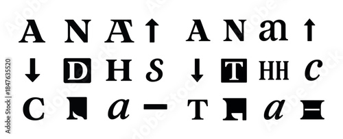 Creative typography featuring stylized letters and arrows