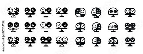 Emoticon symbols: expressive faces on scales and platforms