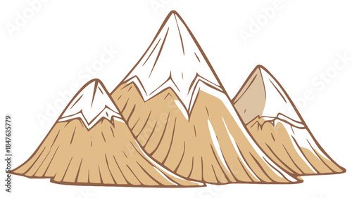 Majestic mountain range with snow capped peaks