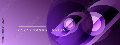 Abstract purple design features layered circles, gradients. Modern background suitable for digital projects, presentations. Minimalist aesthetic.