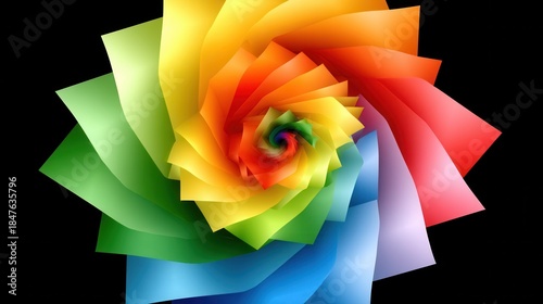 Vibrant Colorful Spiral Design with Bright Rainbow Shades and Flowing Patterns