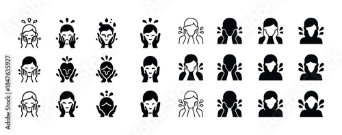 Various crying emoji faces with tears in different styles and em