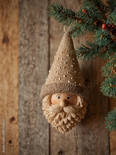 Santa Claus ornament on wooden background