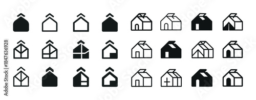 Minimalist house icons collection: black and white designs