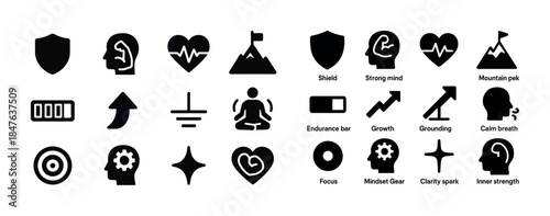 Icon set: mindfulness and personal growth symbols collection