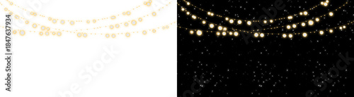 Fotografija PNG image of Festive string lights illuminate a dark night sky filled with spark