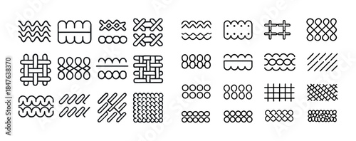 Diverse geometric line patterns in black and white design