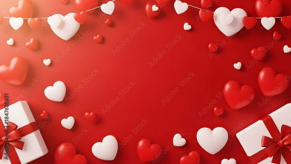 Obraz premium Valentine s day background with hearts and gifts