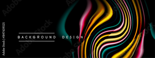 Abstract colorful lines flow, creating dynamic background design. Dark space emphasizes vibrant curves, modern aesthetic.