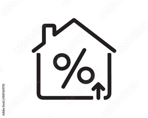 Rising mortgage or real estate interest rate line icon
