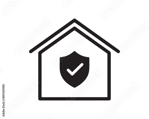 Home Security Shield Checkmark Icon Vector Illustration