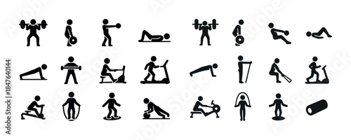 Diverse exercise icons collection for fitness and workout activi