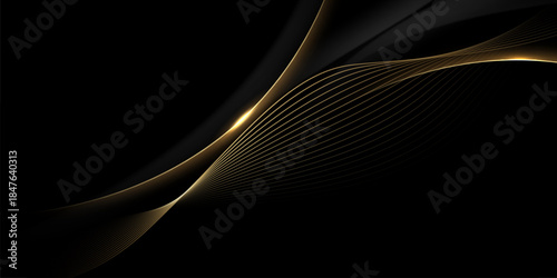 Abstract modern design black background with luxury golden elements vector illustration.