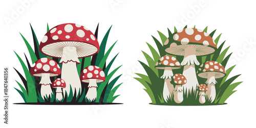 Cute Colofrul forest Mushroom Vector Set with Hand Drawn cute Fungi Cartoon Illustration