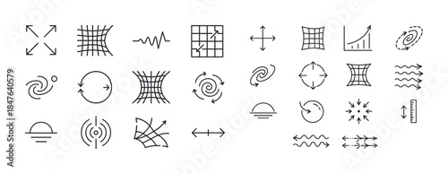 Abstract geometric icons set for graphs and diagrams