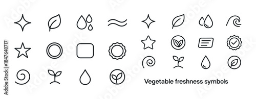 Vector icons representing vegetable freshness through minimalist