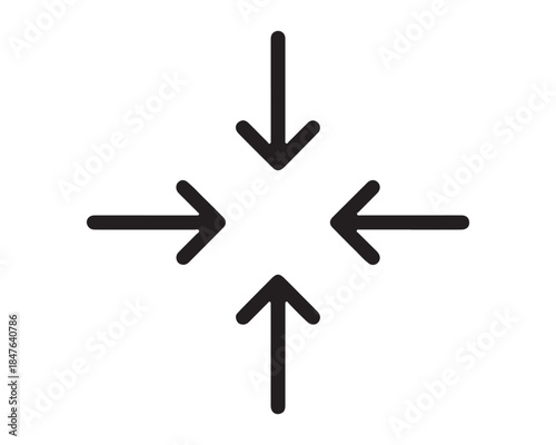 Four Arrows Pointing Inwards Collapse Focus Center Icon Black Outline