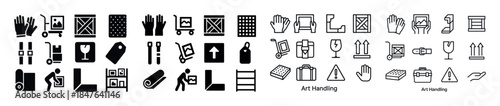 Collection of art handling symbols and icons for safe transport
