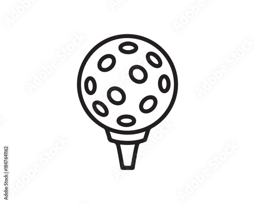 Golf Ball on Tee Outline Icon - Sport Game Equipment Line Art Vector