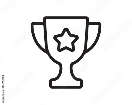 Winning Trophy Cup with Star Symbol Line Icon Vector