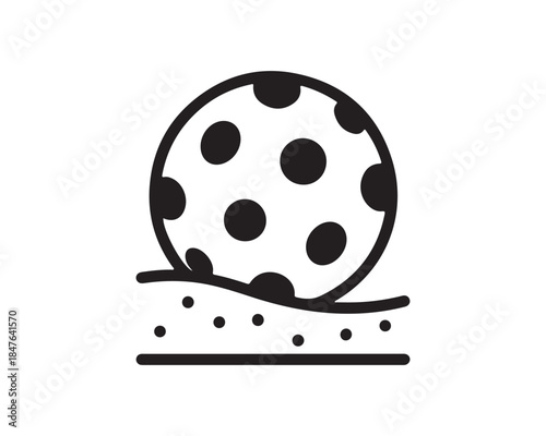 Sport Ball Rolling on Sand Surface Icon - Black Outline Glyph