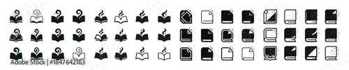 Collection of 50 minimalistic book icons in various styles