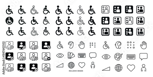 Inclusive design icons: accessibility, communication, and divers