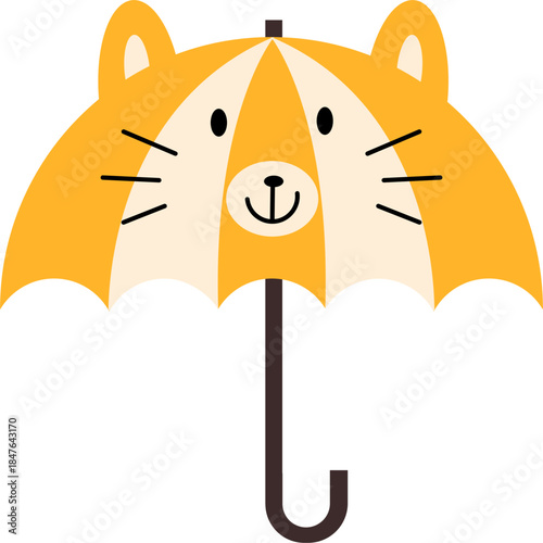 Cute umbrellas in flat design style. Cartoon colorful umbrella vector graphic illustration