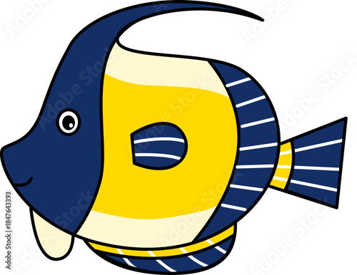 Cute cartoon fish. Sea ocean animal. Baby kids collection. Tropical fish vector cartoon icon. Isolated cartoon icon aquarium animals .