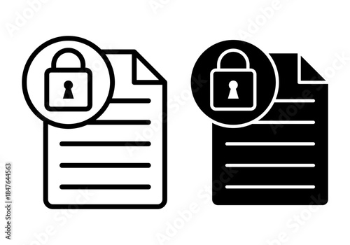 File Secure Black Icon Bundle for Protected Documents Safety Locks and Confidential Record Use