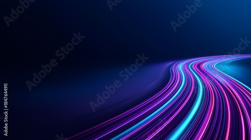 Vibrant neon light trails create dynamic and futuristic background, evoking energy and motion