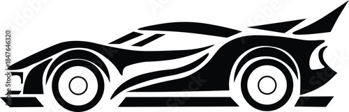 Stylized black sports car silhouette decal or logo design