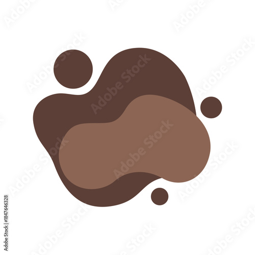 Abstract brown fluid shapes forming a dynamic liquid blob design element